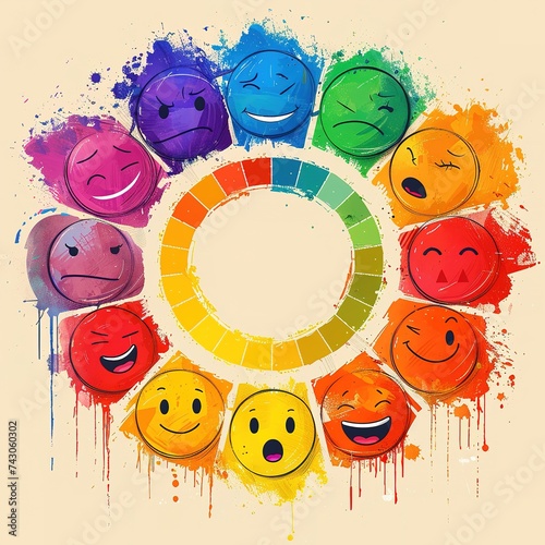 Emotion color wheel, emotion range chart