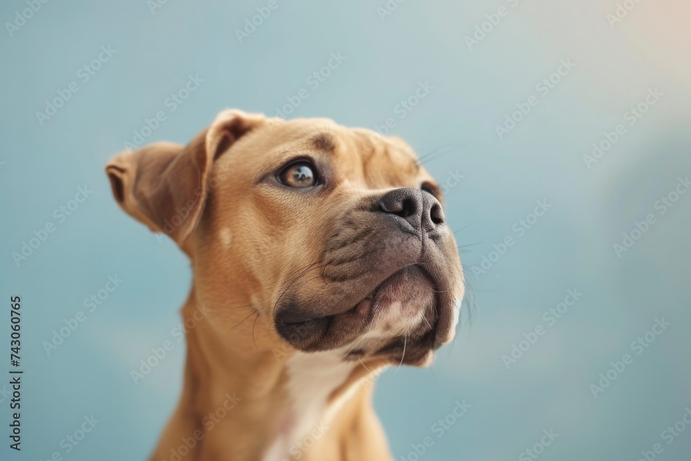 Contemplative Boxer Dog with Warm Brown Eyes in Soft Focus.