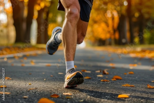 Close up view of a runner doing sport outdoors