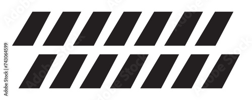 Crosswalk. Top view. Black and white vertical stripes. Vector illustration isolated on white background. Pedestrian crossing icon. Monochrome Pattern