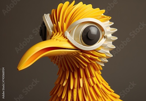 A duck wearing glasses. Close-up portrait of a duck. Anthopomorphic creature. A fictional character for advertising and marketing. Humorous character for graphic design. photo