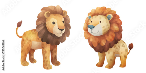  cute lion watercolour vector illustration
