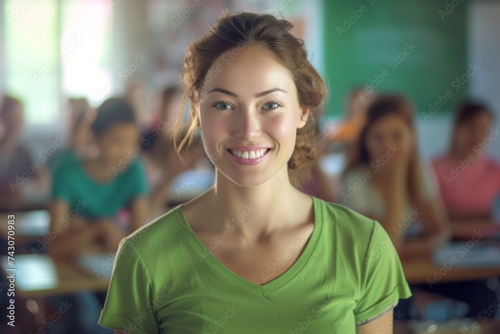Smiling Female University Student Holding Books and Backpack Outdoors