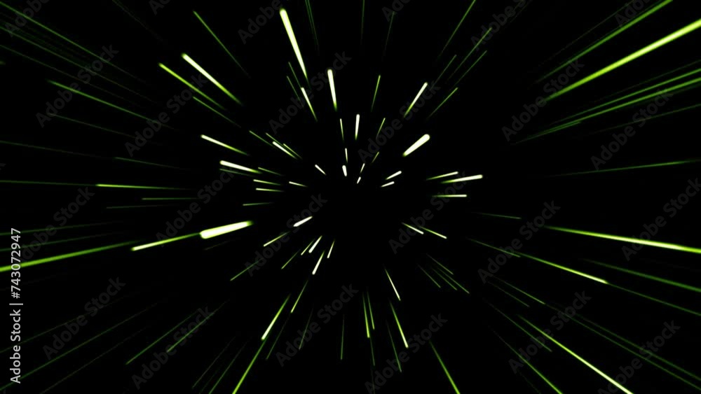 Hyperspace jump through the stars to a distant space, Traveling through star fields flying extremely fast light speed journey through a wormhole to the end of tunnel in space