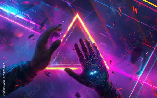 Digital Interaction Through a Colorful Triangular Portal in the Metaverse Concept