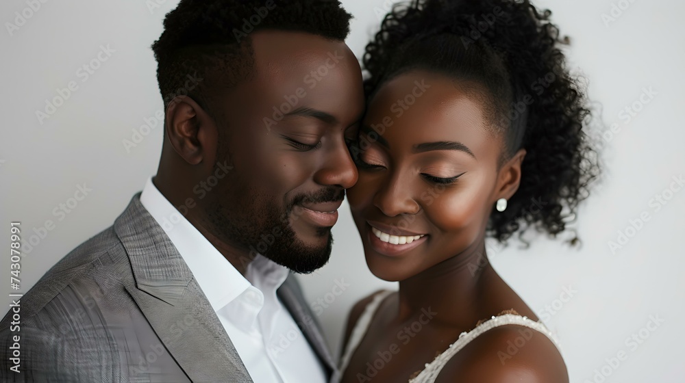 Romantic couple embracing in elegant attire. love and tenderness. gentle embrace of an engaged duo. contemporary portrait style. AI Romantic couple embracing in elegant attire. love and tenderness. gentle embrace of an engaged duo. contemporary portrait style. AI