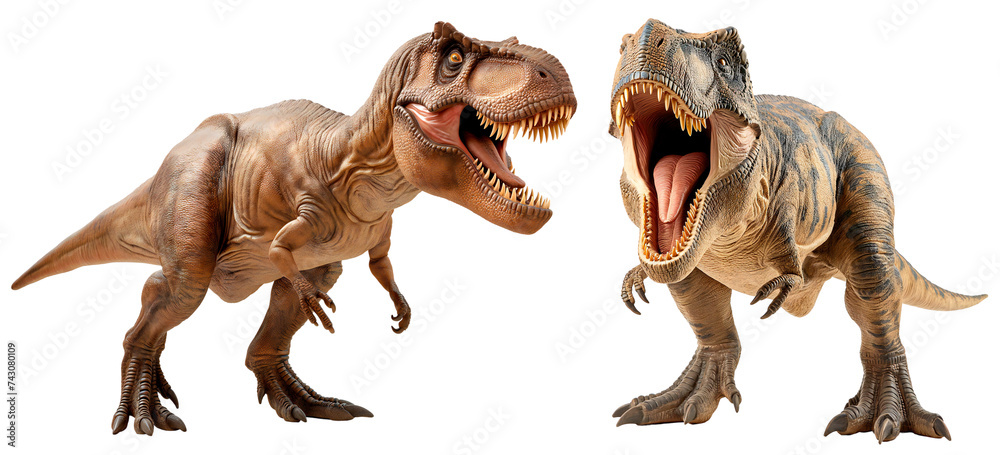 Fototapeta premium Dinosaur collection. Tyrannosaurus with open mouth. Isolated on a transparent background.