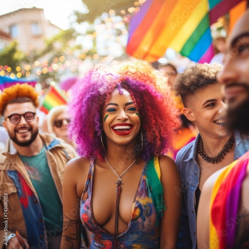 Stock image of LGBTQ community members participating in cultural festivals and celebrations, promoting diversity Generative AI