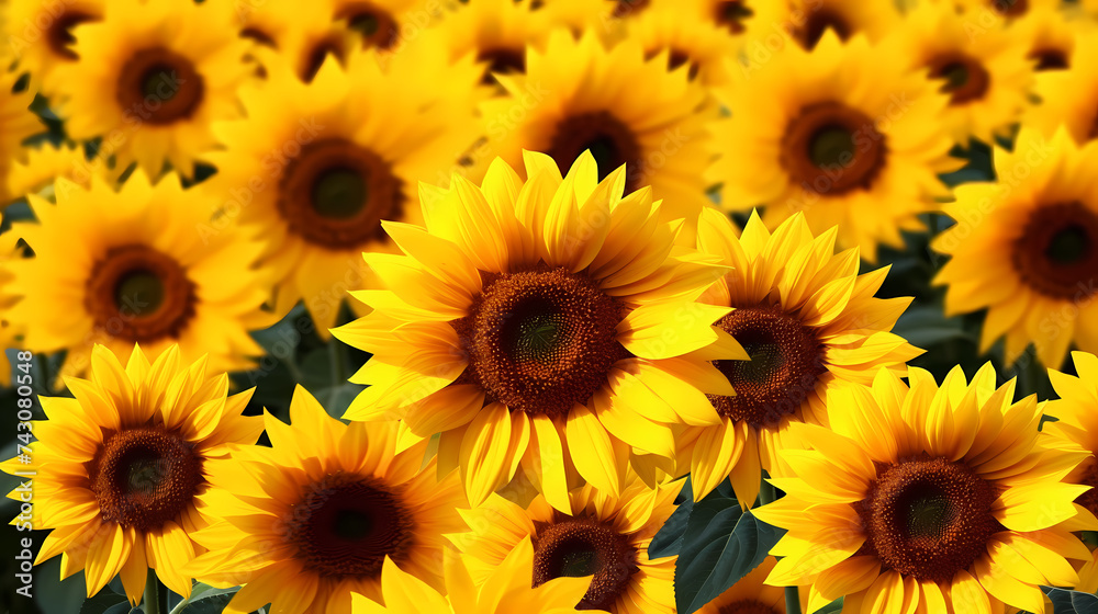 Sunflower background, summer sunflower field