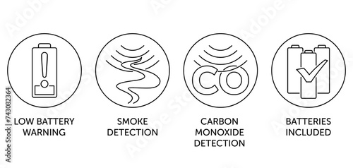 Carbon Monixide detector icons in thin line