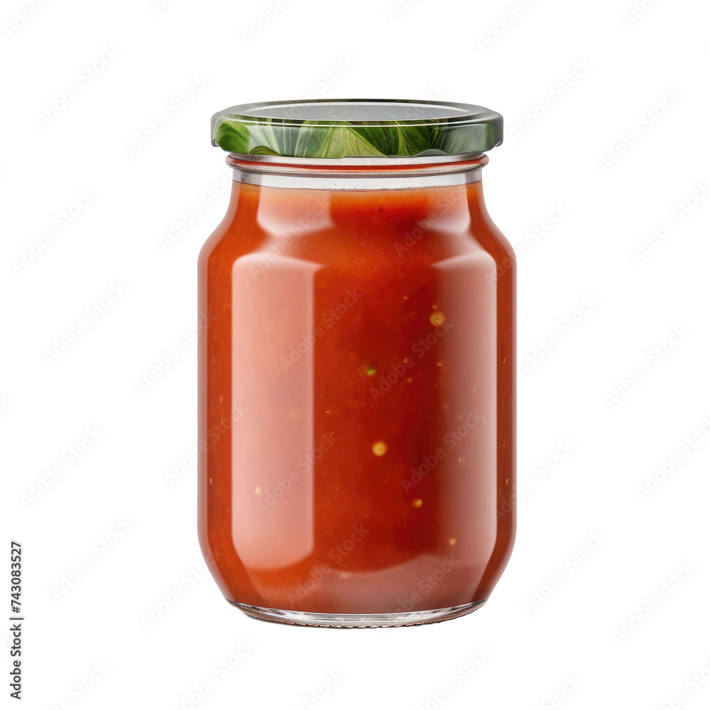 Empty mockup of tomato sauce jar isolated on transparent a white background Empty mockup of tomato sauce jar isolated on transparent a white background