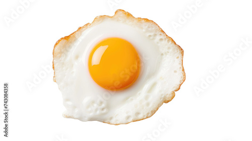 Fried egg isolated on white background, top view. PNG