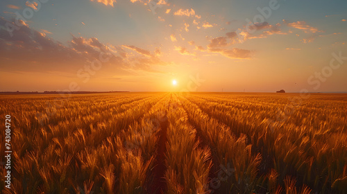 wheat field at sunset 3d, Golden field with ripe wheat ears at sunset food crisis and world hunger concept growing wheat sprou 