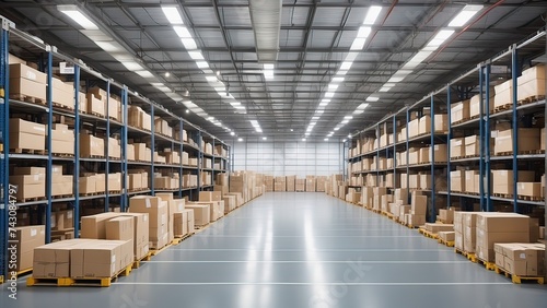a high-tech warehouse equipped with advanced electronics for storing and sorting goods. Highlight the cutting-edge technology and efficient logistics system in place