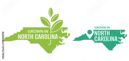 Grown in North Carolina, USA. Vector label