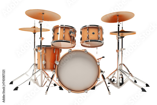  Professional Orange Drum Set with Cymbals Isolated