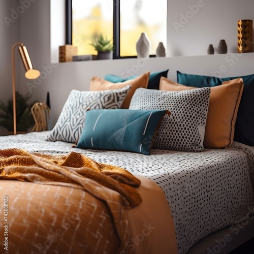Cozy modern bedroom with a comfortable bed and natural light
