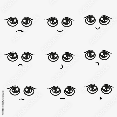 flat vector set of funny cartoon eyes