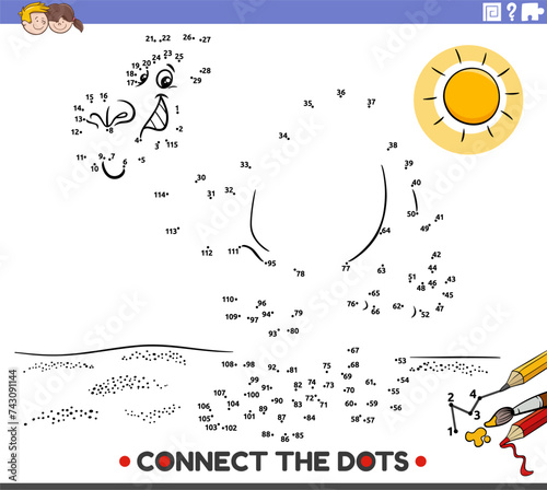 connect the dots activity with cartoon camel animal character