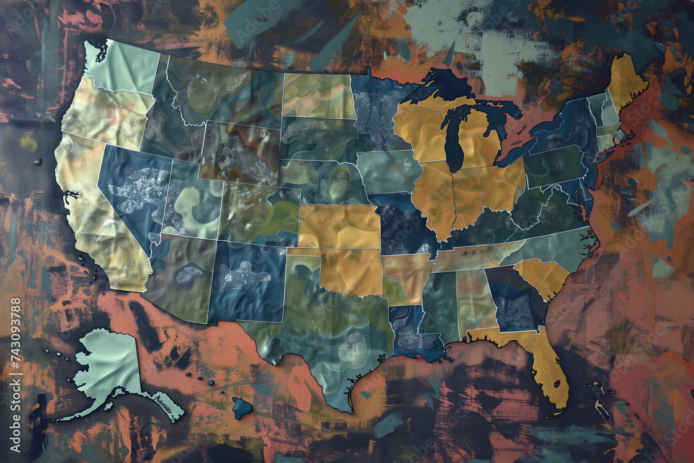 Map of USA: Patriotic Camouflage