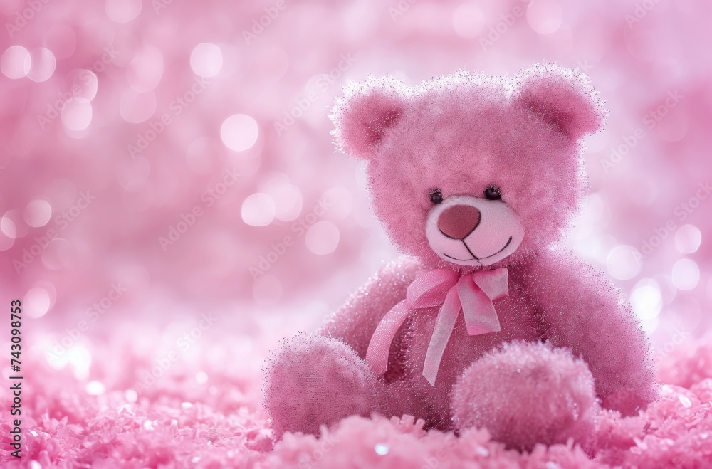 Pink teddy bear with bokeh background Pink teddy bear with bokeh background