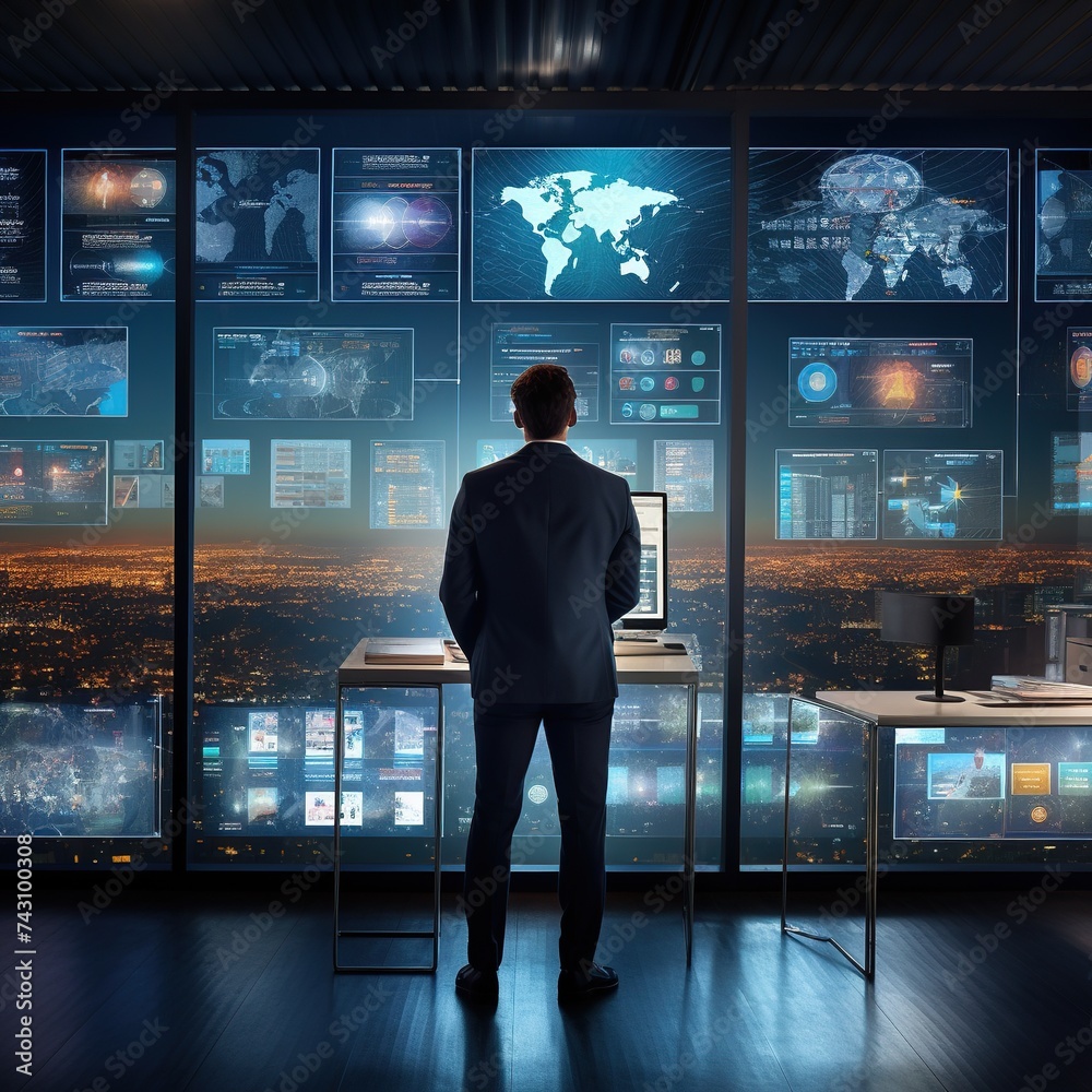 Through a Business Analytics and Data Management System, an analyst operates a computer to assemble reports with Key Performance Indicators and metrics associated with a database Through a Business Analytics and Data Management System, an analyst operates a computer to assemble reports with Key Performance Indicators and metrics associated with a database