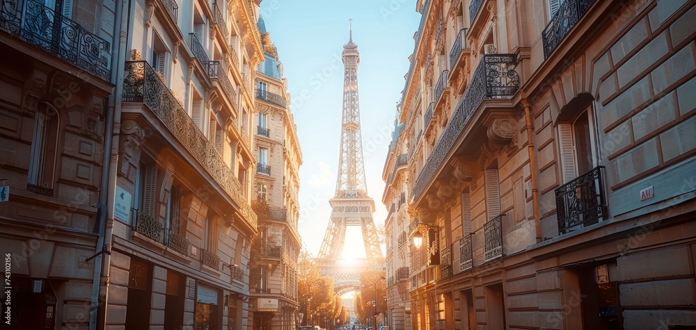 The Eiffel Tower Dominates Paris Skyline. Generative AI