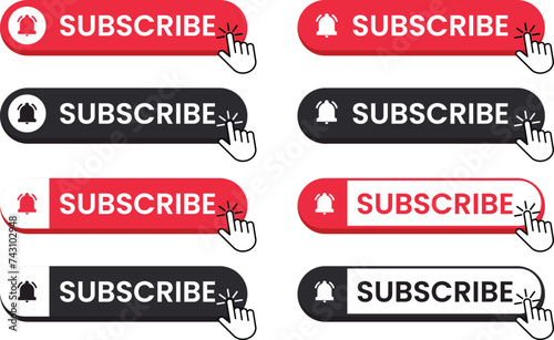 Buttons subscriptions for social media. Web buttons for promotion and marketing.