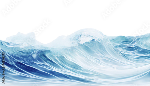 Blue water wave isolated on transparent background.