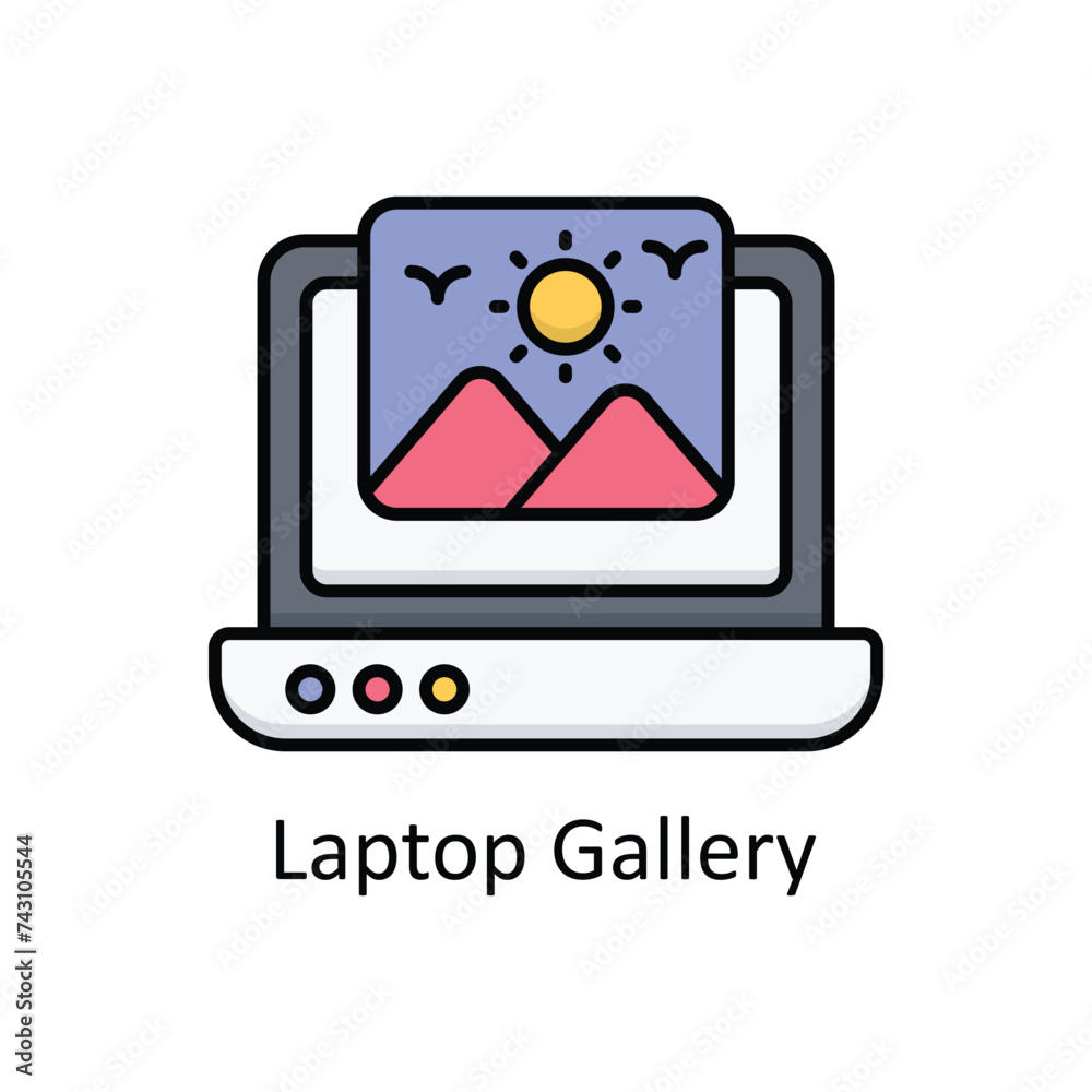Laptop Gallery vector filled outline Icon Design illustration. Graphic Design Symbol on White background EPS 10 File
