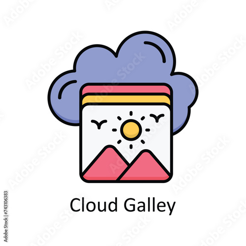 Cloud Galley vector filled outline Icon Design illustration. Graphic Design Symbol on White background EPS 10 File
