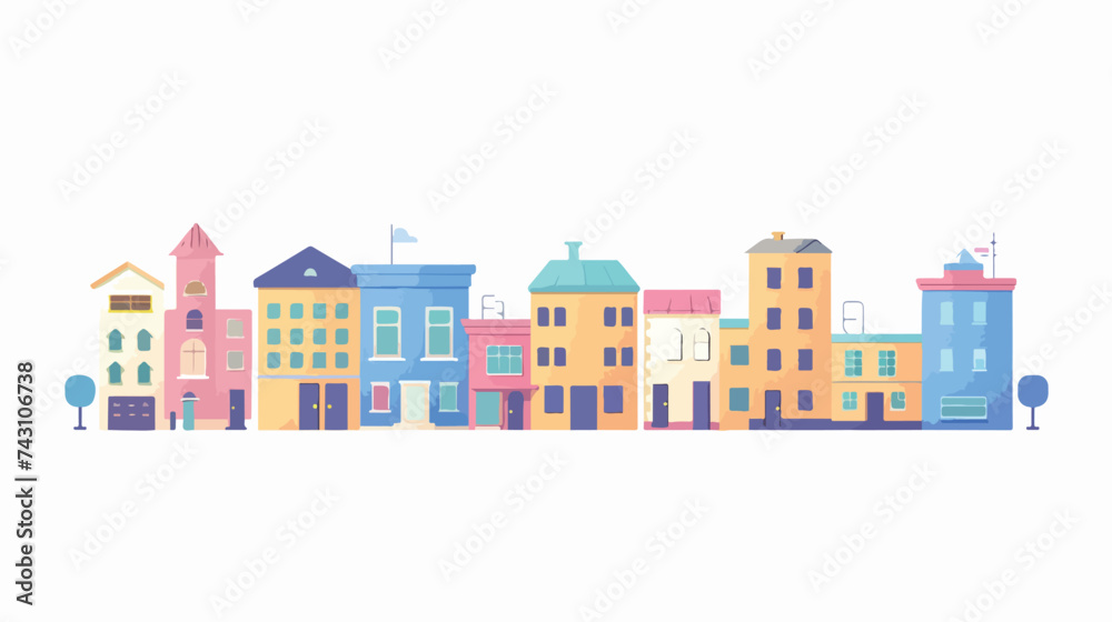 Buildings minimal city scape scene cartoon flat v