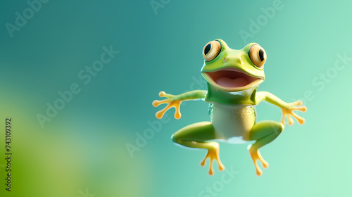 Green frog on pastel background © xuan