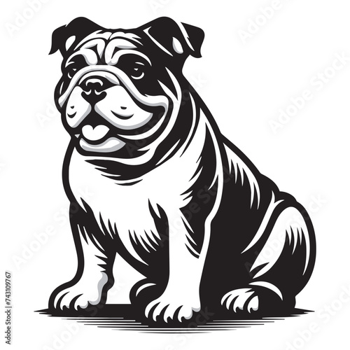 Black and white puppy bulldog vector