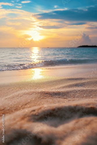 Magical Sunset Beach in Asia. Dream getaway Resort. Romance concept. photo