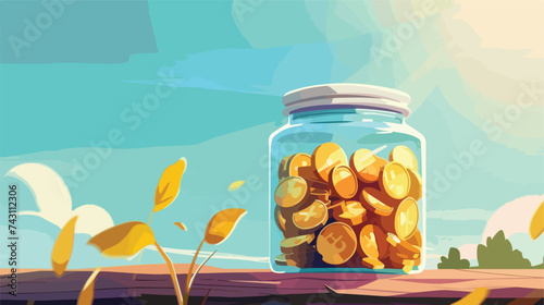 Coins in jar donations campaign animation cartoon photo