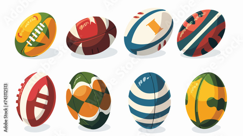 Collection ball rugby white background design vec