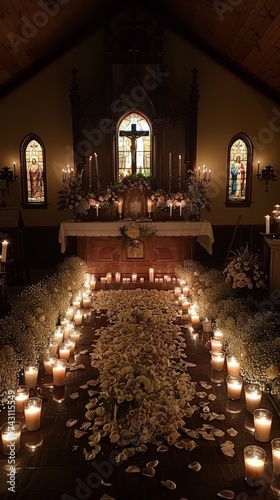 Altar Aglow with Passion of Christ Icons, Holy Week Evening Observance