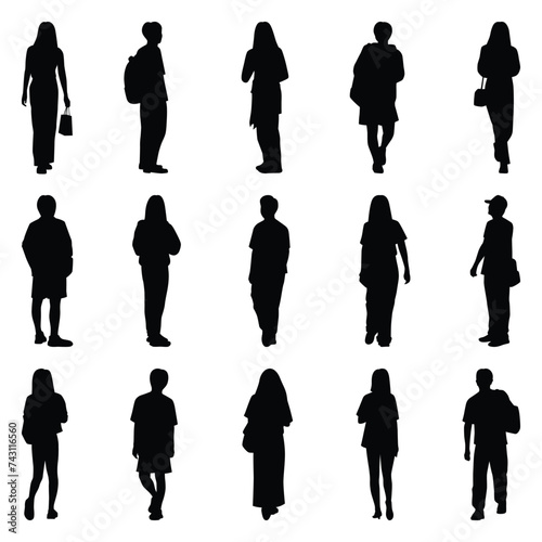 Vector collection set of individual people silhouettes.