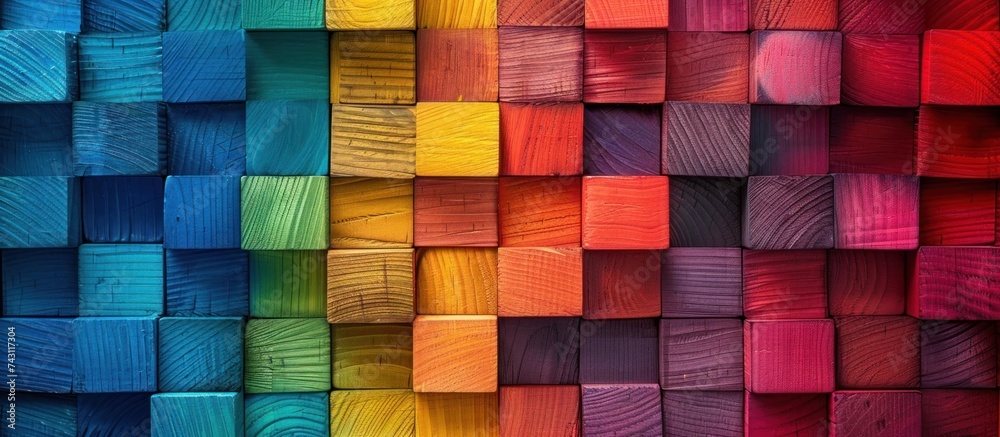 A diverse array of colorful wood planks stacked together to create a vibrant and unique background. A diverse array of colorful wood planks stacked together to create a vibrant and unique background.