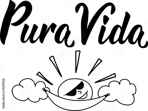 Pura vida. Lettering. Translation from Spanish - Pure life. Element for flyers, banner and posters. Modern calligraphy