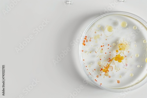 petri dishes with bacterial colonies culture on agar plates in laboratory