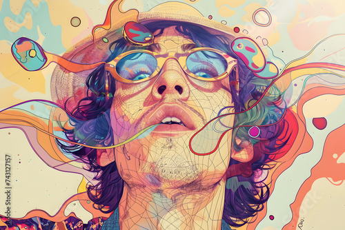 Wallpaper Mural Funny and Expressive Young Man. Colorful Illustration Torontodigital.ca