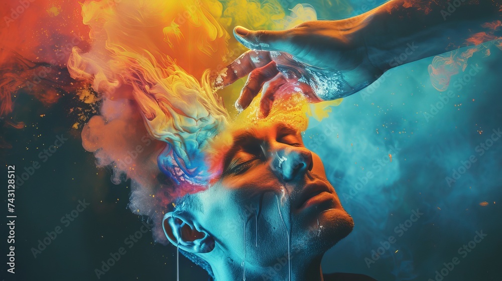 Vivid Imagination Flow: Surreal Portrait of Man with Colorful Smoke Emanating from HeadVivid Imagination Flow: Surreal Portrait of Man with Colorful Smoke Emanating from Head Vivid Imagination Flow: Surreal Portrait of Man with Colorful Smoke Emanating from HeadVivid Imagination Flow: Surreal Portrait of Man with Colorful Smoke Emanating from Head