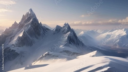 Video, beautiful snowy mountains. AI generative.