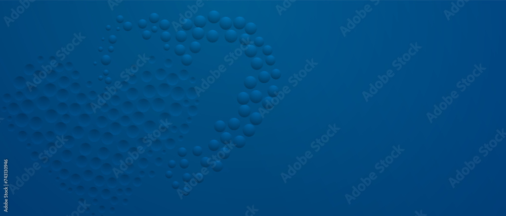 Abstract background in blue colors with many convex and concave small circles, arranged in a heart shape Abstract background in blue colors with many convex and concave small circles, arranged in a heart shape