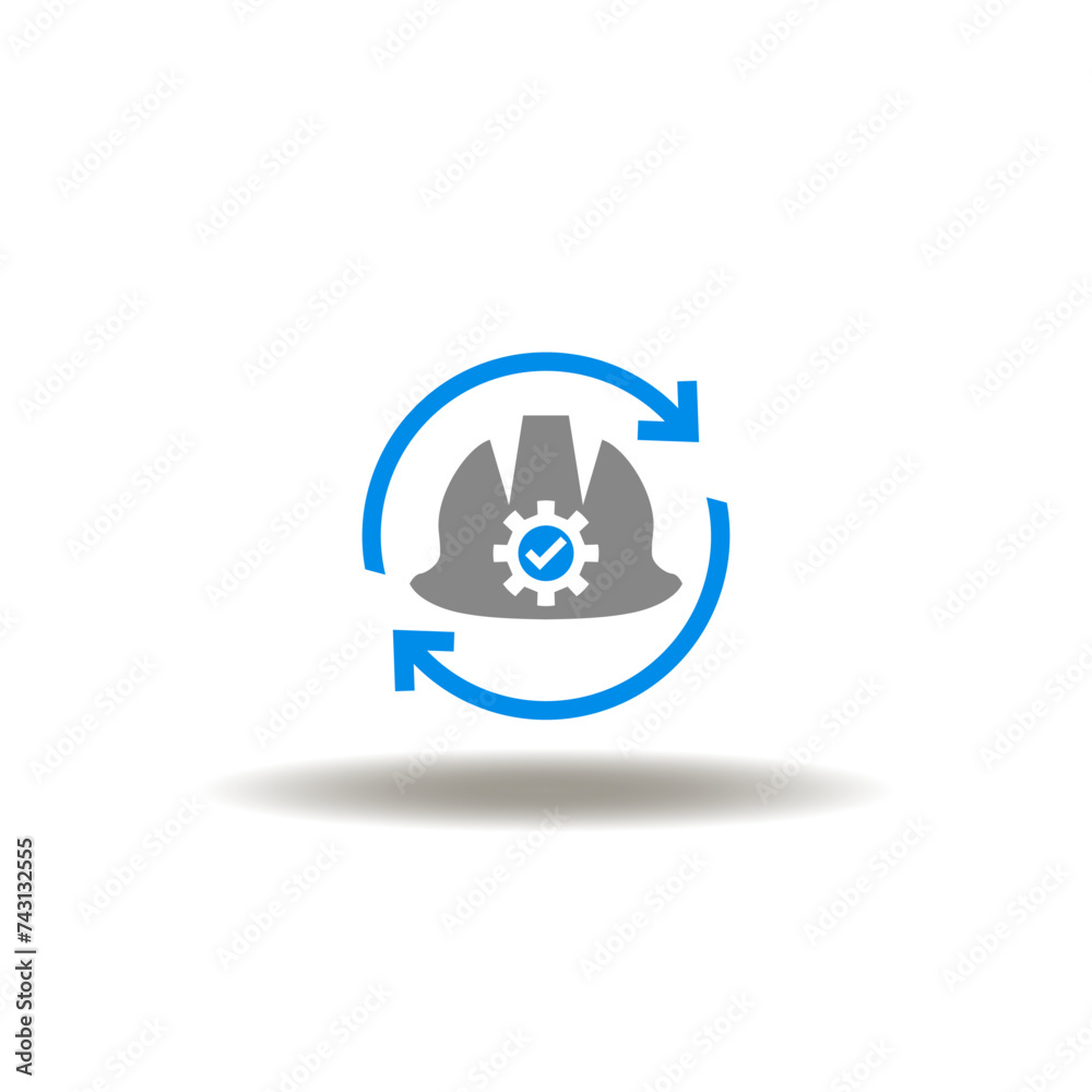 Process Re Engineering Icon Examples Vector illustration of safety helmet with gearwheel, check mark and ...