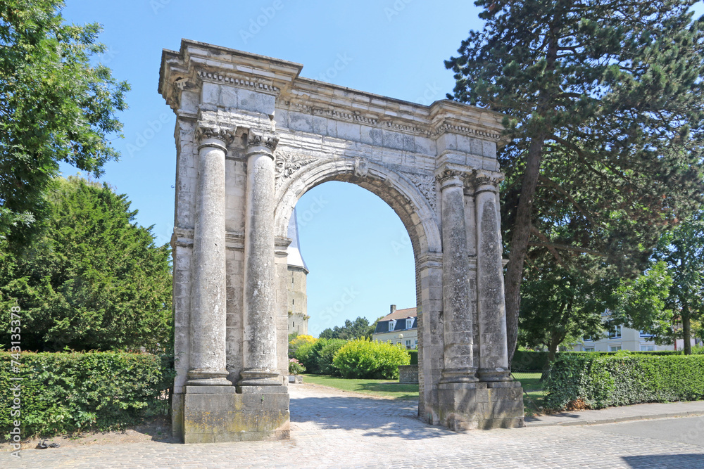 Historic arch in Bergues, France