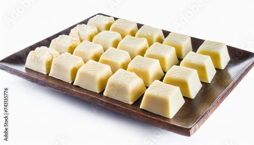 white chocolate set isolated on white background rectangular pieces