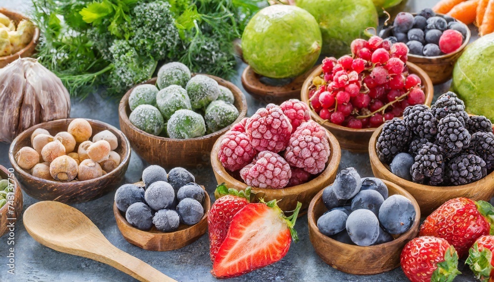 assortment of frozen berries and vegetables